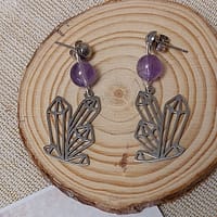 boucles d ‘oreilles cristaux et pierre améthyste boucles d 'oreilles cristaux et pierre améthyste