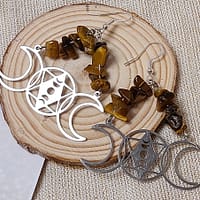 phase lunaire et oeil de tigre boucles d 'oreilles phase lunaire et œil de tigre