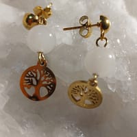 boucles d'oreilles quartz rose et arbre de vie boucles d'oreilles quartz rose et arbre de vie