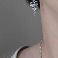 boucle d 'oreille jade portée Parure lotus jade verte en acier inoxydable