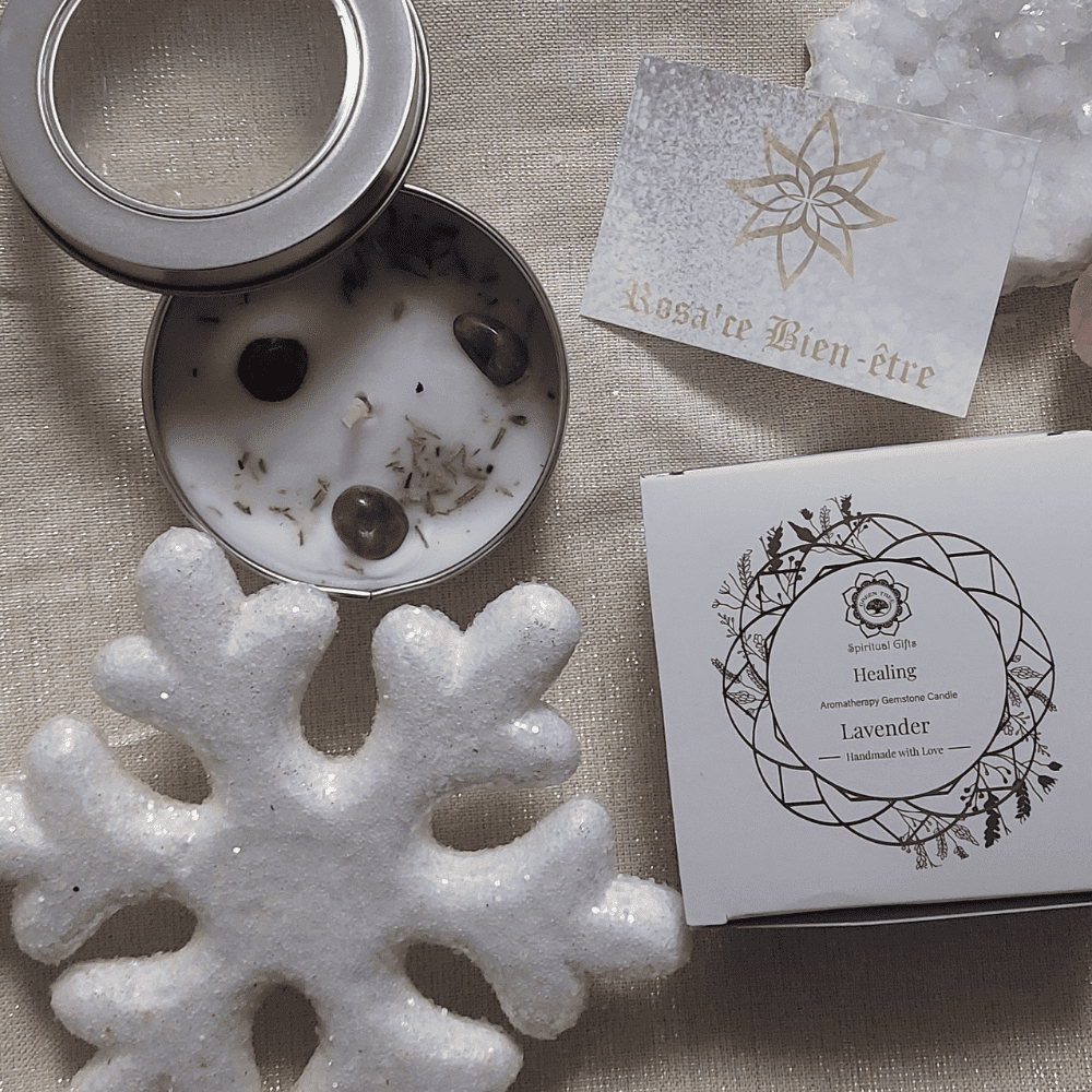 amethyste Bougie Green Tree 'Guérison' Améthyste + Lavande 70g