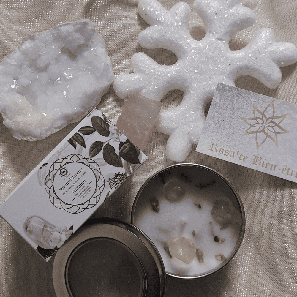 cristal de roche Bougie Green Tree 'Equilibre Spirituel' Cristal de Roche + Jasmin 70g