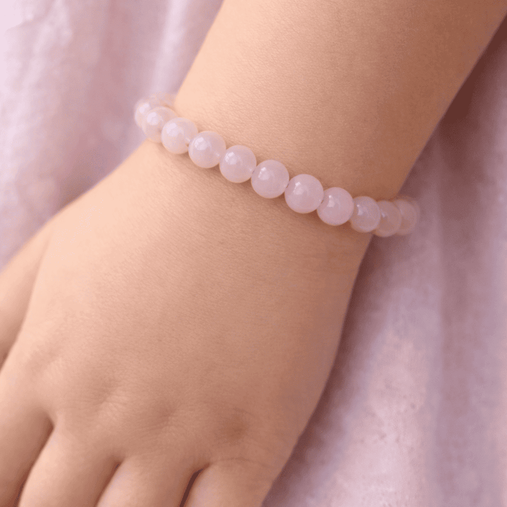quartz rose porté (1) Bracelet Quartz Rose (taille 0) enfant
