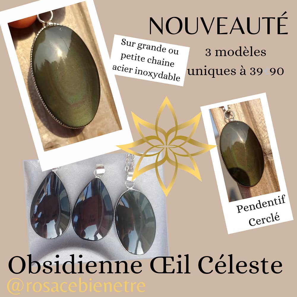 obsidienne collier obsidienne œil céleste