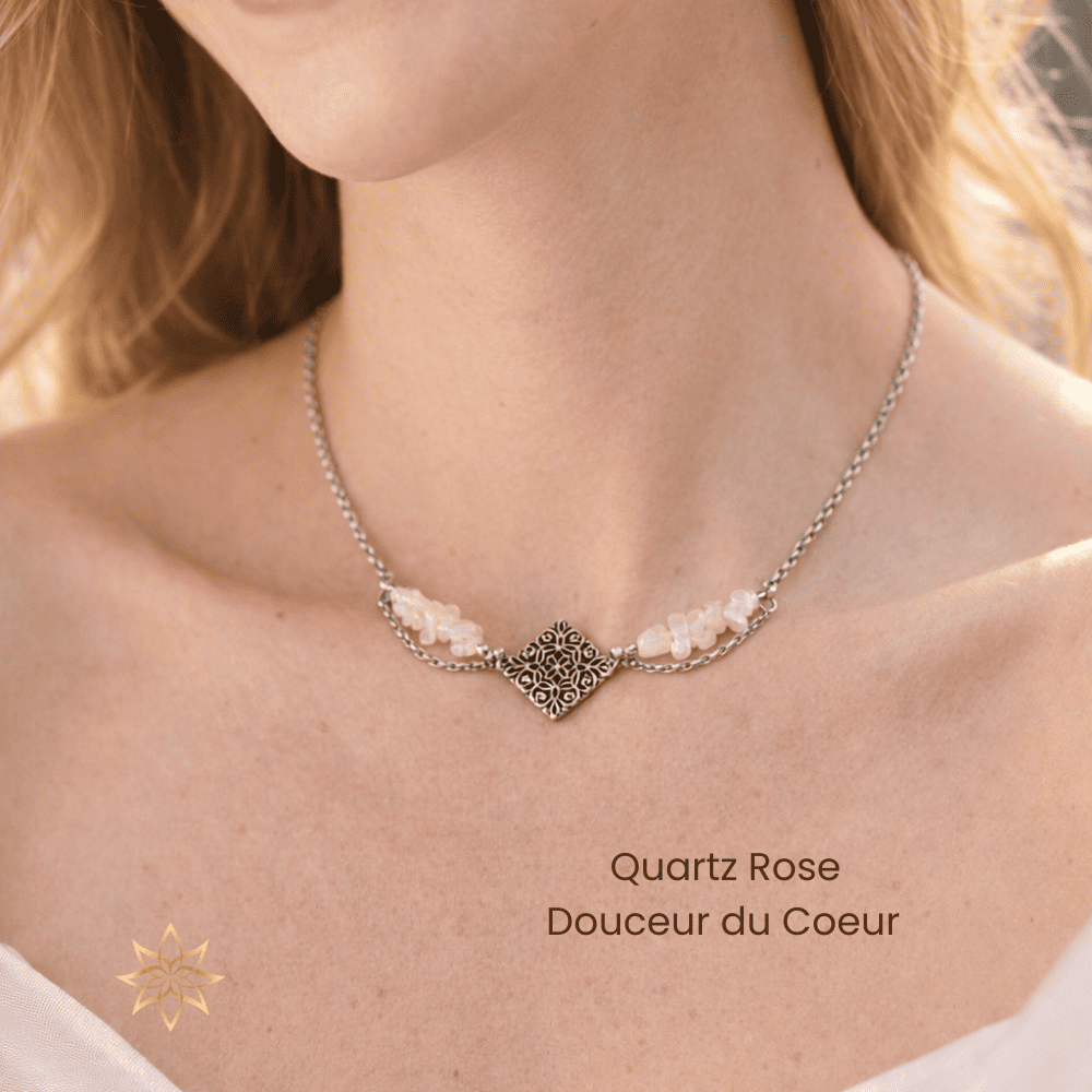 parure Tendresse Rosée de Quartz Rose Parure “Tendresse Rosée" de Quartz Rose