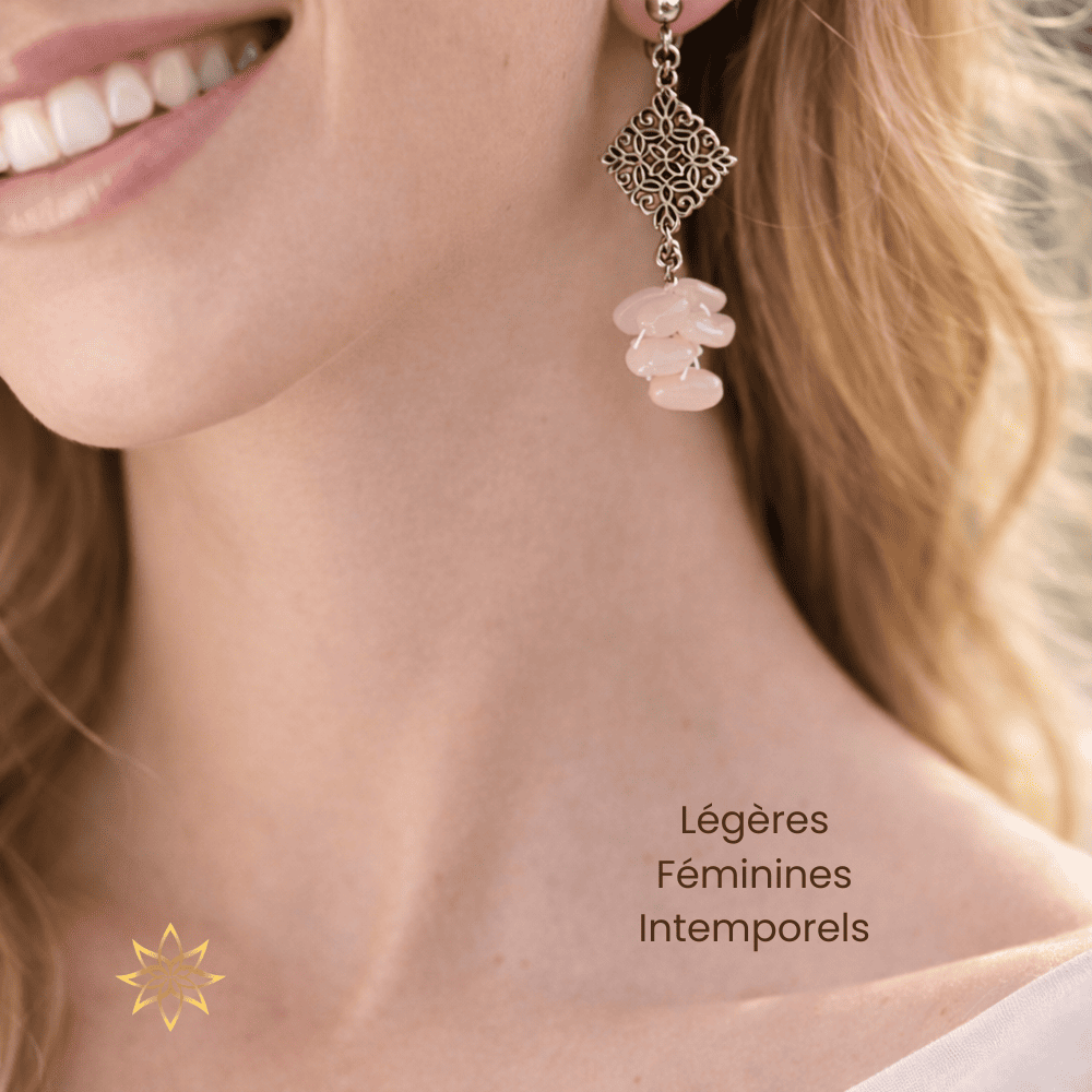 parure Tendresse Rosée de Quartz Rose Parure “Tendresse Rosée" de Quartz Rose