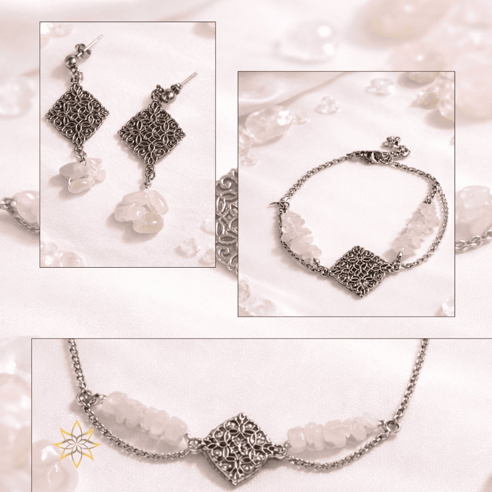 13 Parure “Tendresse Rosée" de Quartz Rose