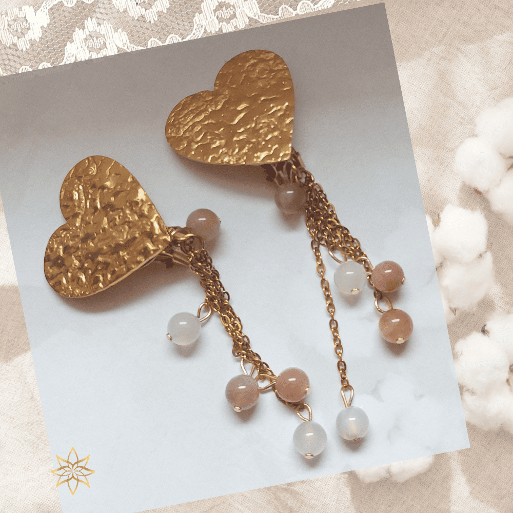 Parure Lune de miel – Pierre de lune & acier inoxydable Parure Lune de miel – Pierre de lune et acier inoxydable