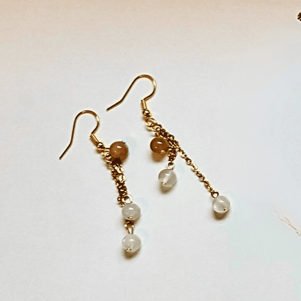 La parure Lune de miel pierre de lune et acier inoxydable