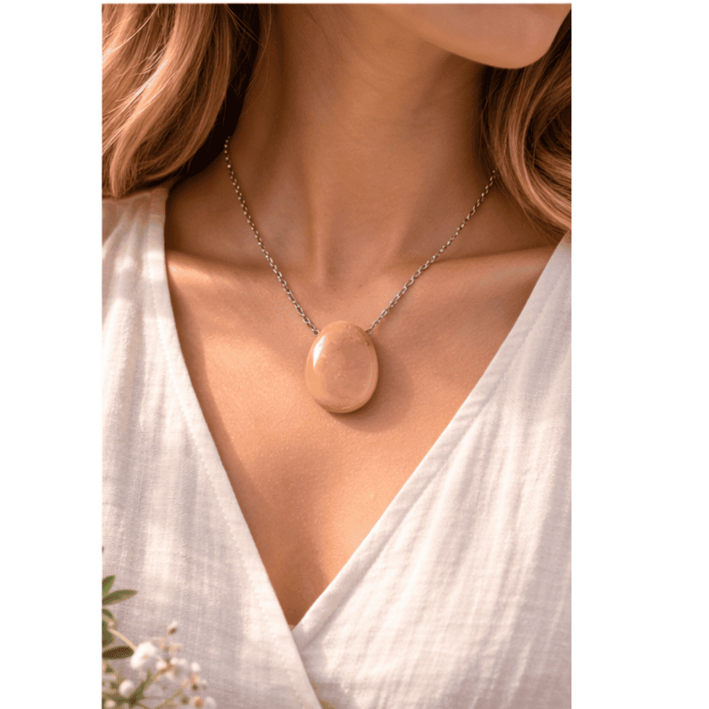 Le pendentif en aventurine pêche est une pierre associée à la douceur, à l’apaisement émotionnel et à l’amour de soi. Le pendentif en aventurine pêche est une pierre associée à la douceur, à l’apaisement émotionnel et à l’amour de soi.