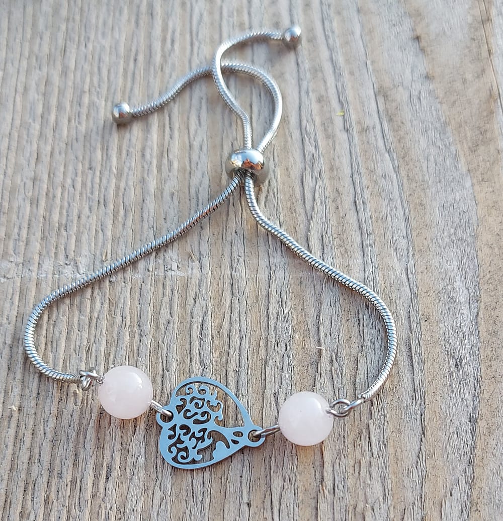 bracelet bijou fait main acier inoxydable arbre de vie quartz rose bracelet bijou fait main acier inoxydable arbre de vie quartz rose