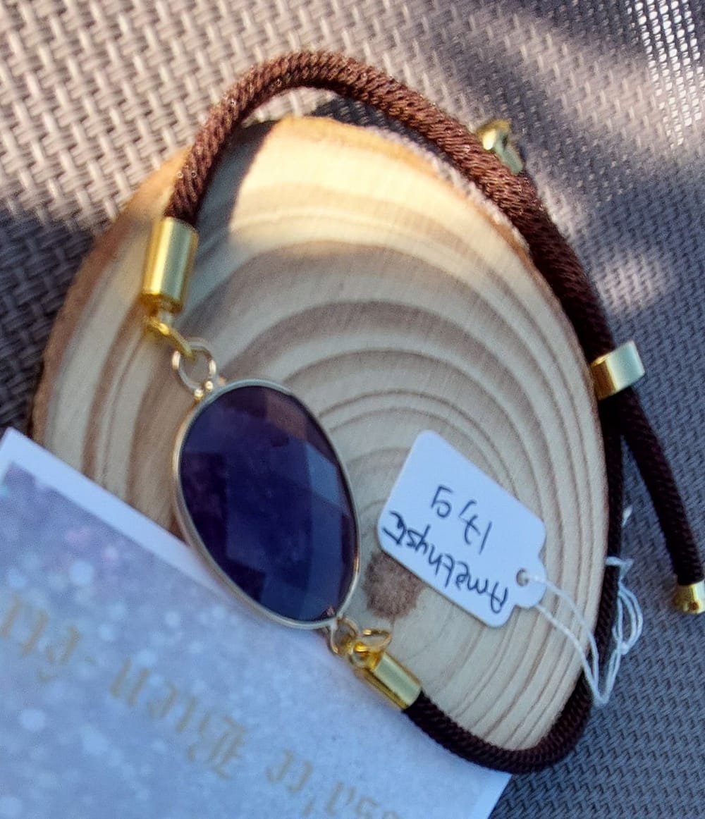 fil amethyste bracelet réglable améthyste