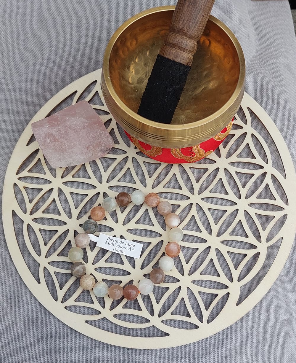 52-pierre de lune 10 Bracelet Boule 10mm Pierre De Lune Multicolore A+