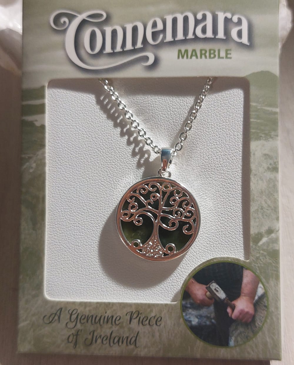 pendentif arbre de vie reversible pendentif marbre du connemara - arbre de vie