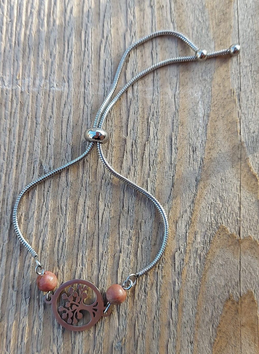 bracelet bijou fait main acier inoxydable arbre de vie rhodonite bracelet bijou fait main acier inoxydable arbre de vie rhodonite