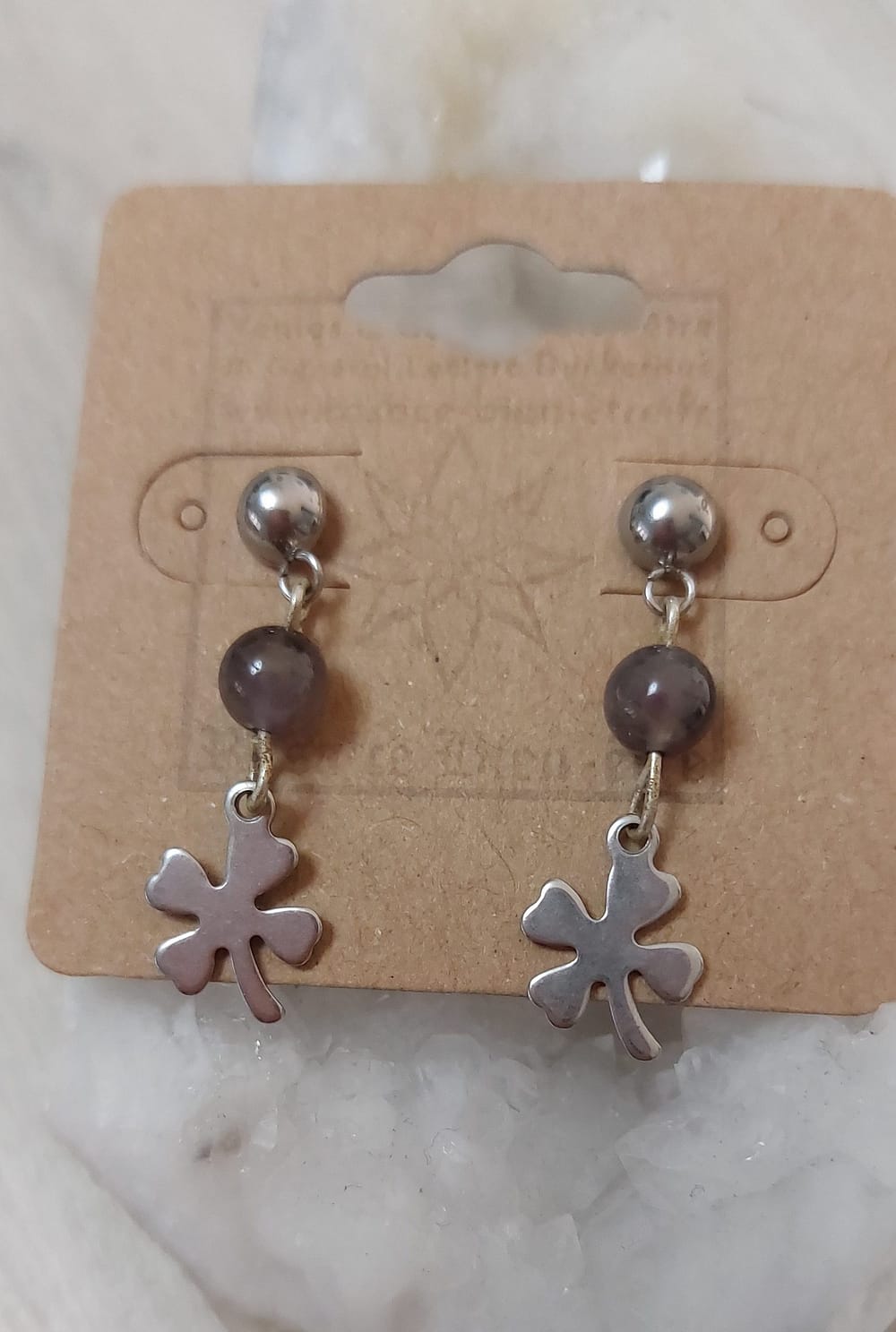 boucles d 'oreilles trèfles et améthyste boucles d'oreilles trèfles et améthyste