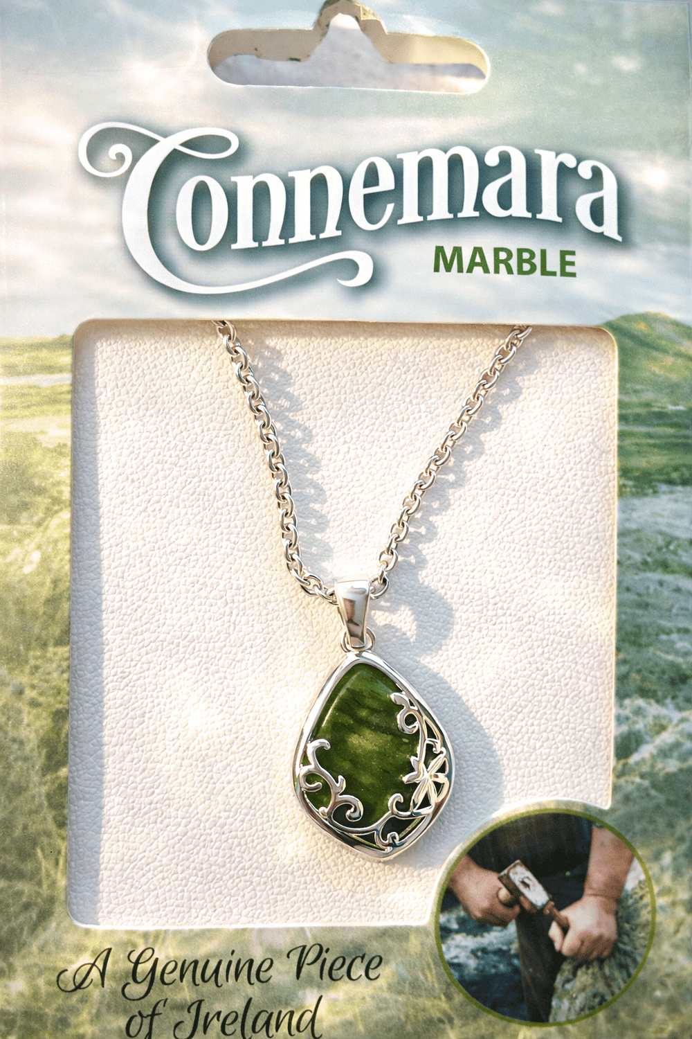 marbre connemara gde goutte emb lumiere pendentif marbre du connemara - goutte