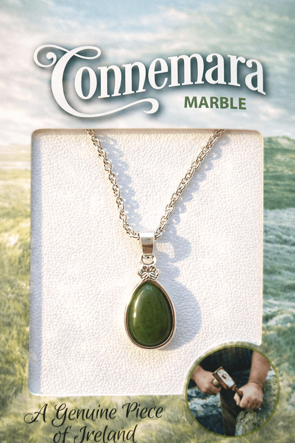 marbre connemara mini goutte emb lumiere pendentif marbre du connemara - mini goutte