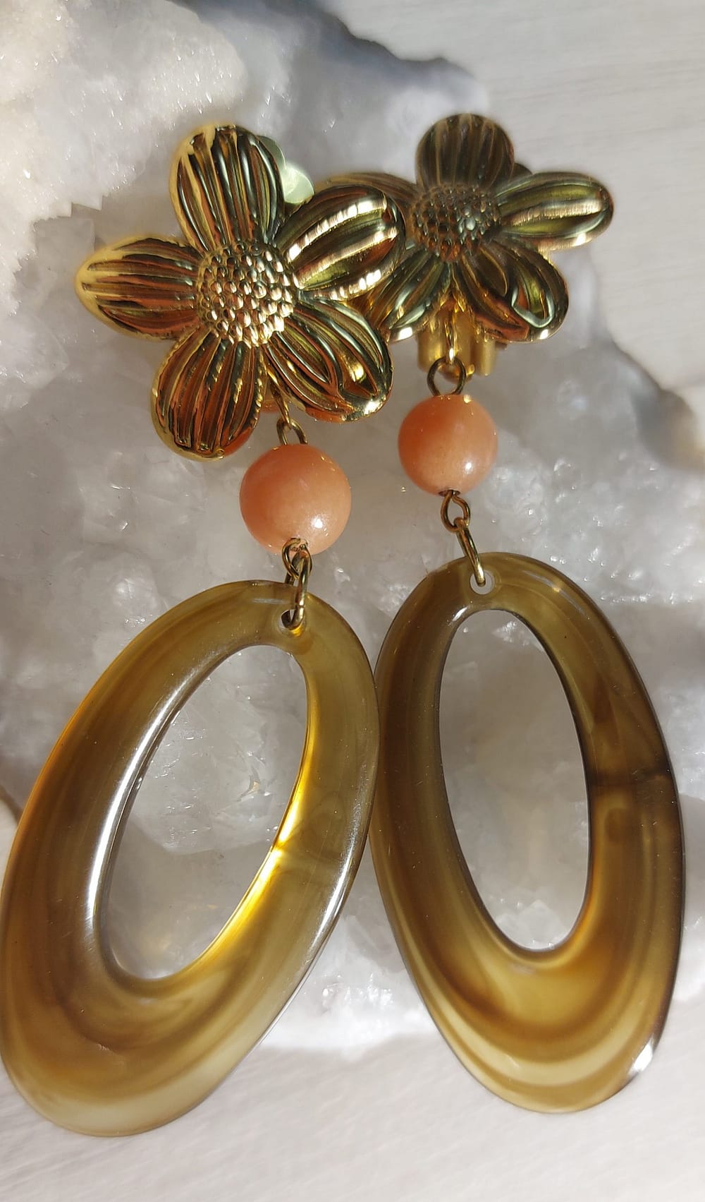 boucle d 'oreille clips aventurine orange boucle d 'oreille clips aventurine orange