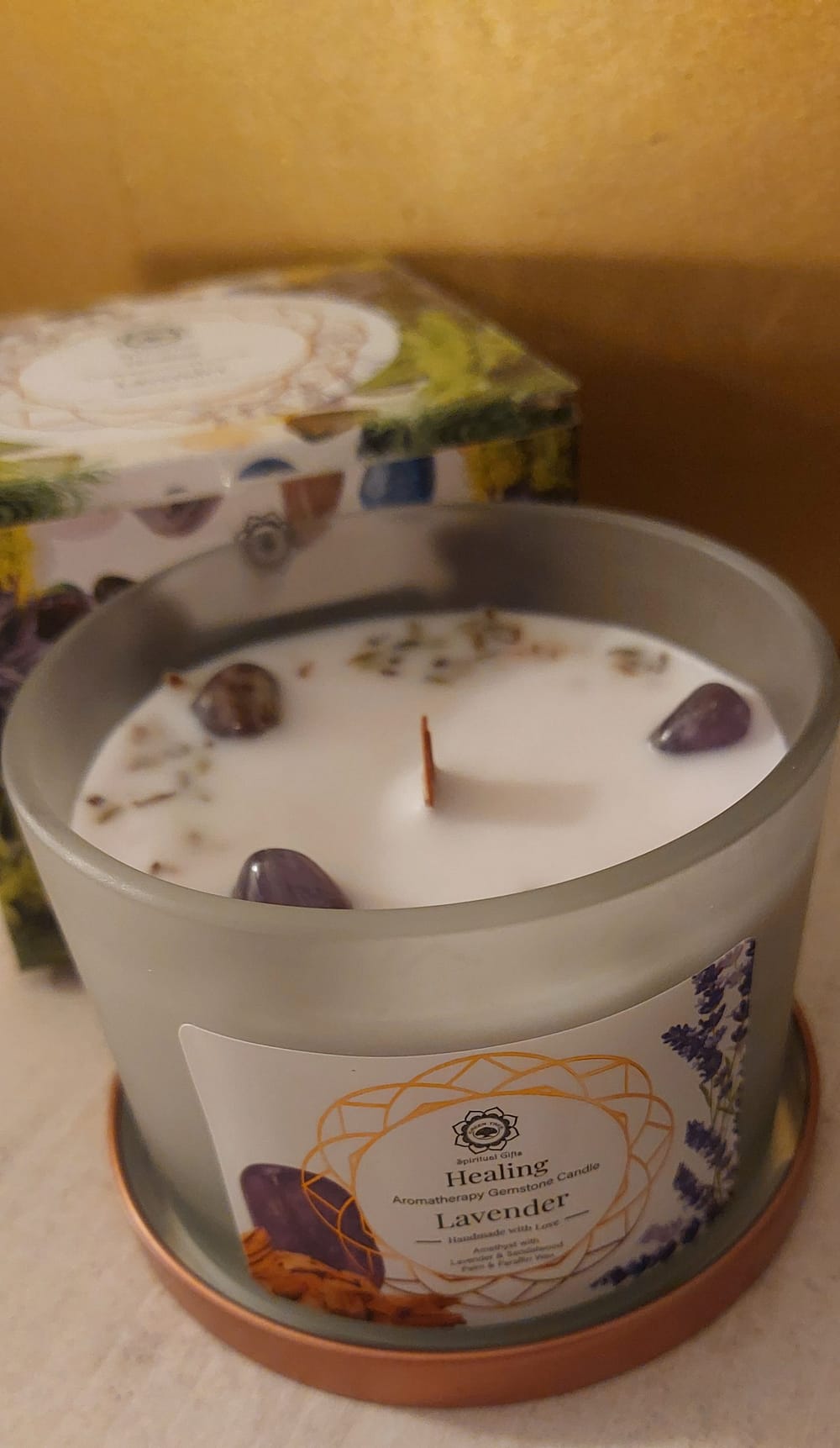 Bougie green Tree "guérison" améthyste+ lavande Bougie green Tree "guérison" améthyste+ lavande