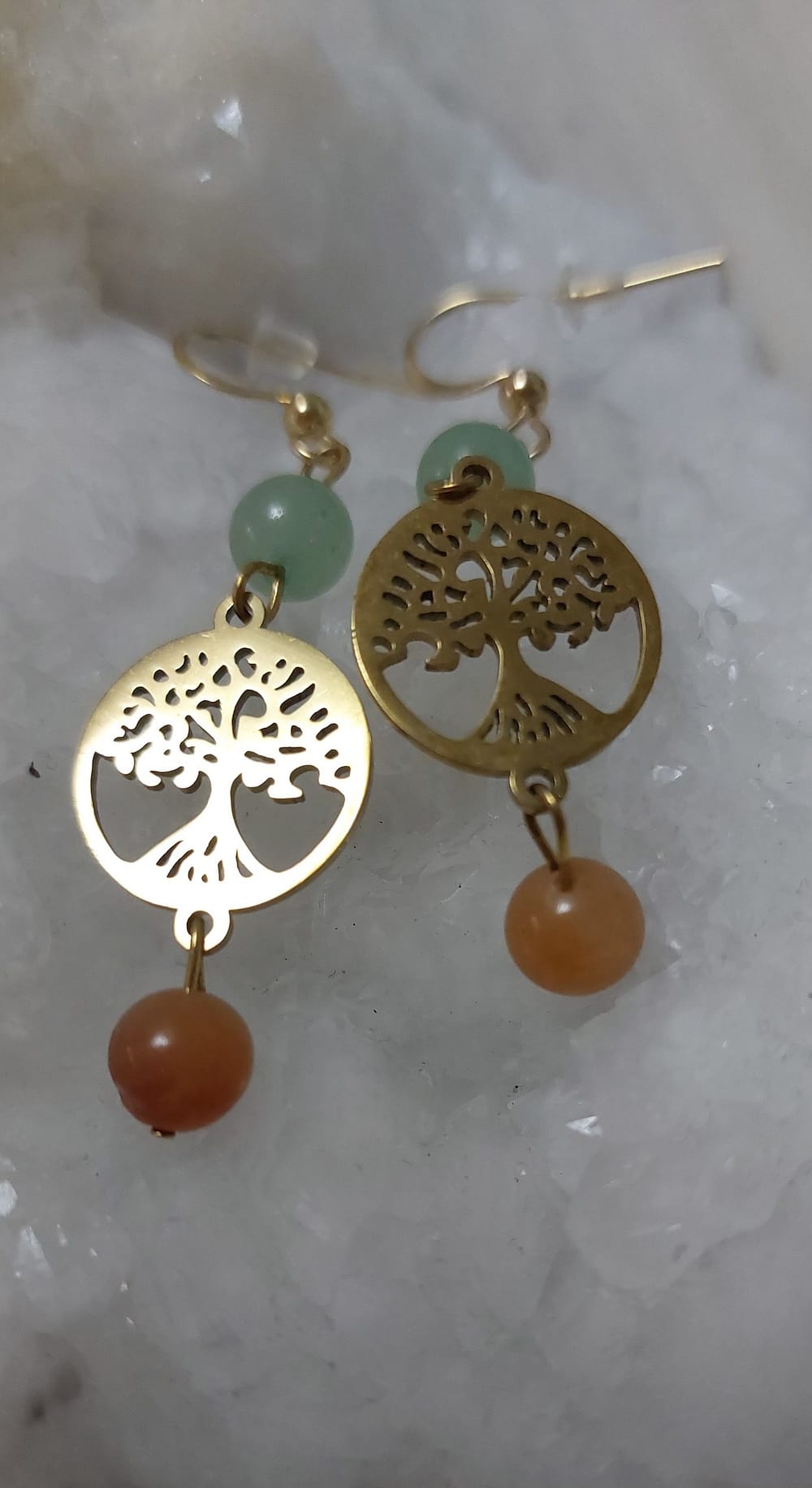 boucle d 'oreille arbre de vie et aventurine boucle d 'oreille arbre de vie et aventurine