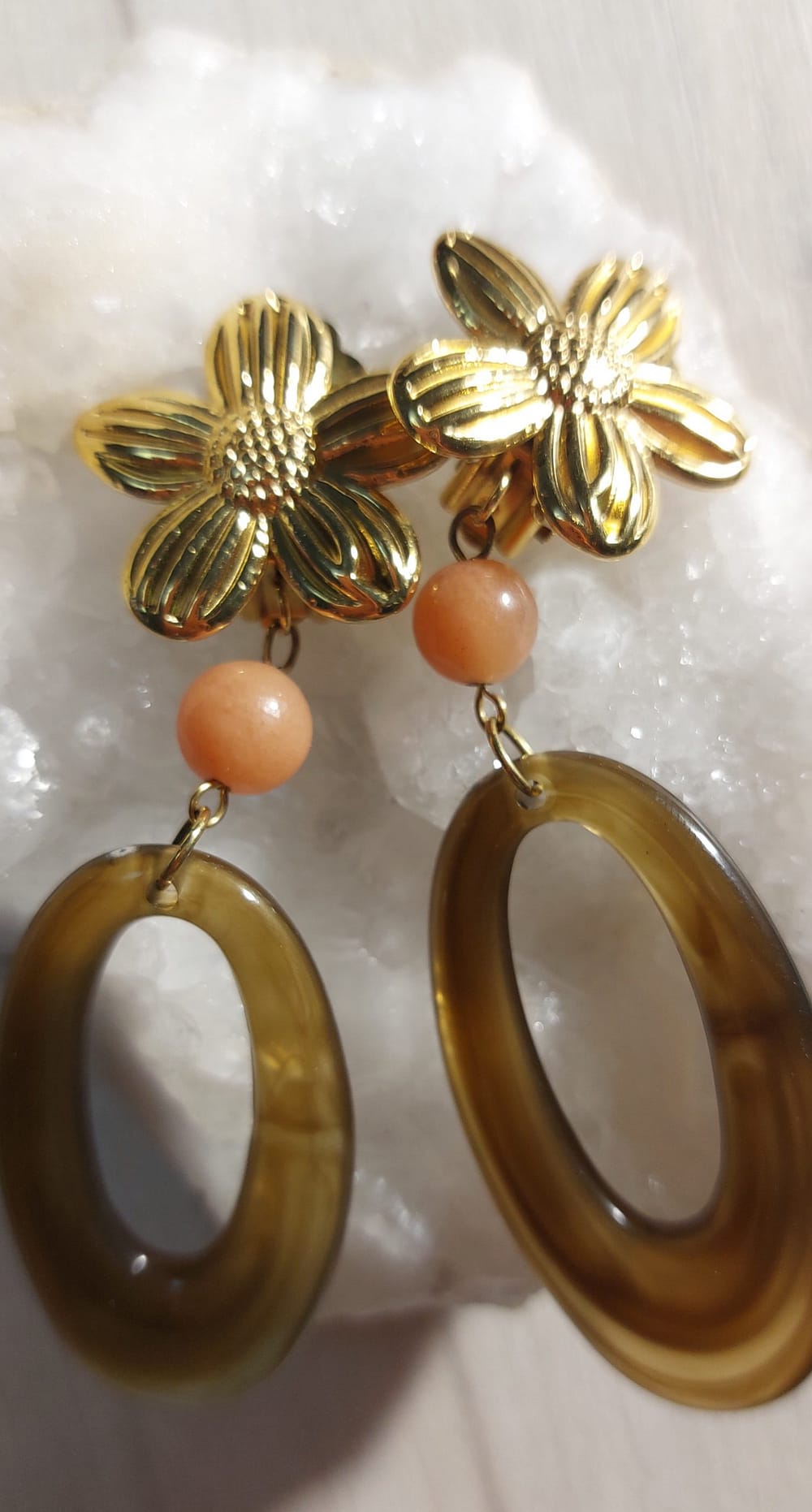 boucle d 'oreille clips aventurine orange boucle d 'oreille clips aventurine orange