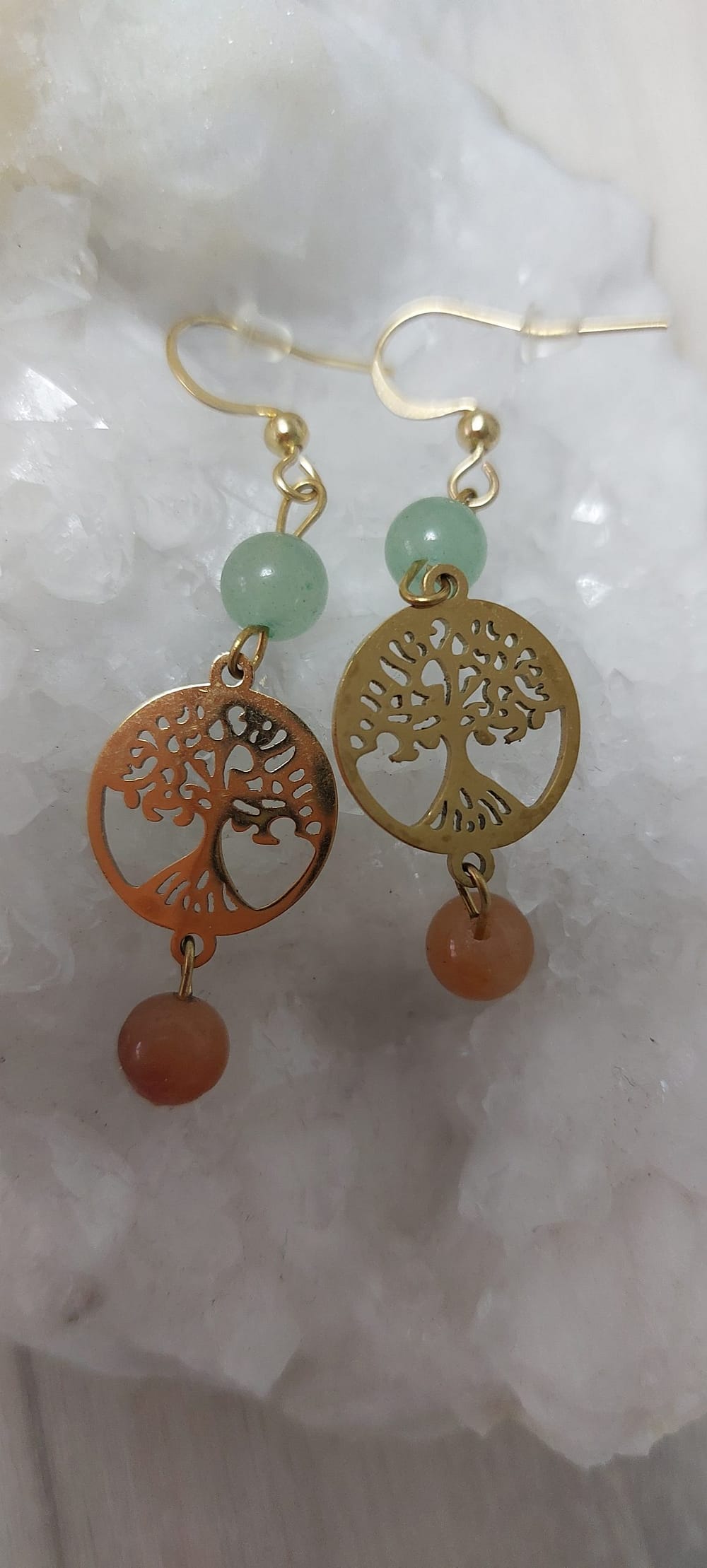 boucle d 'oreille arbre de vie et aventurine boucle d 'oreille arbre de vie et aventurine