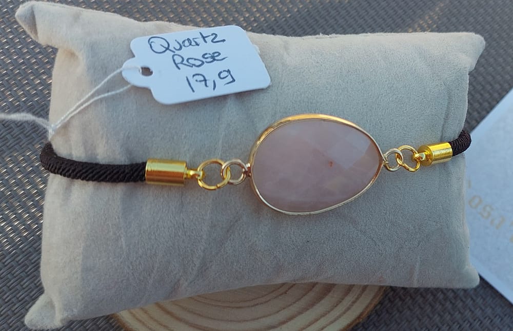 fil quartz rose bracelet cordon réglable quartz rose
