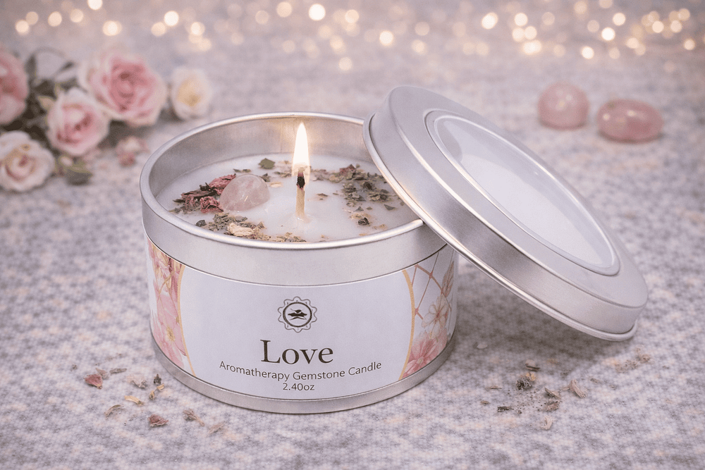 quartz rose Bougie Green Tree 'Amour' Quartz Rose + Rose 70g