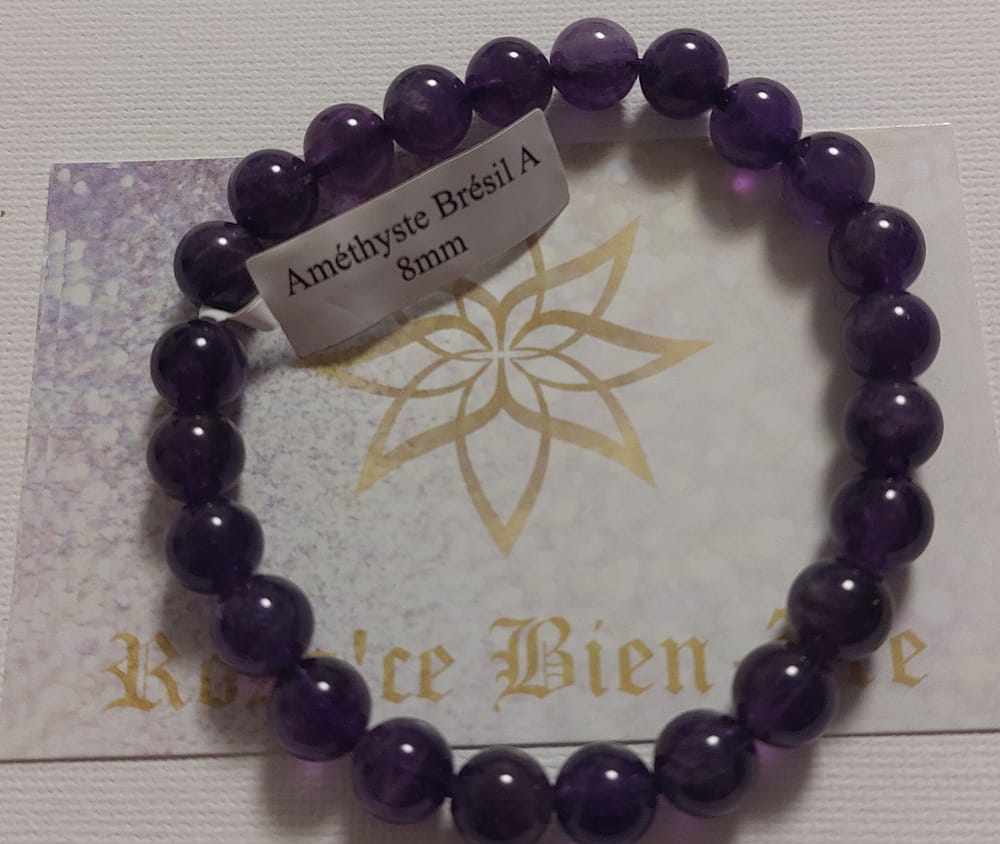 35- ame bres a 8 -2 Bracelet Boule 08mm Amethyste