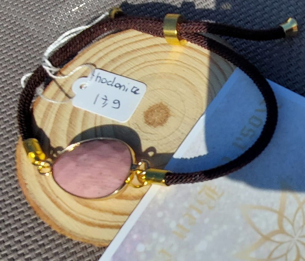 fil rhodonite bracelet cordon réglable rhodonite