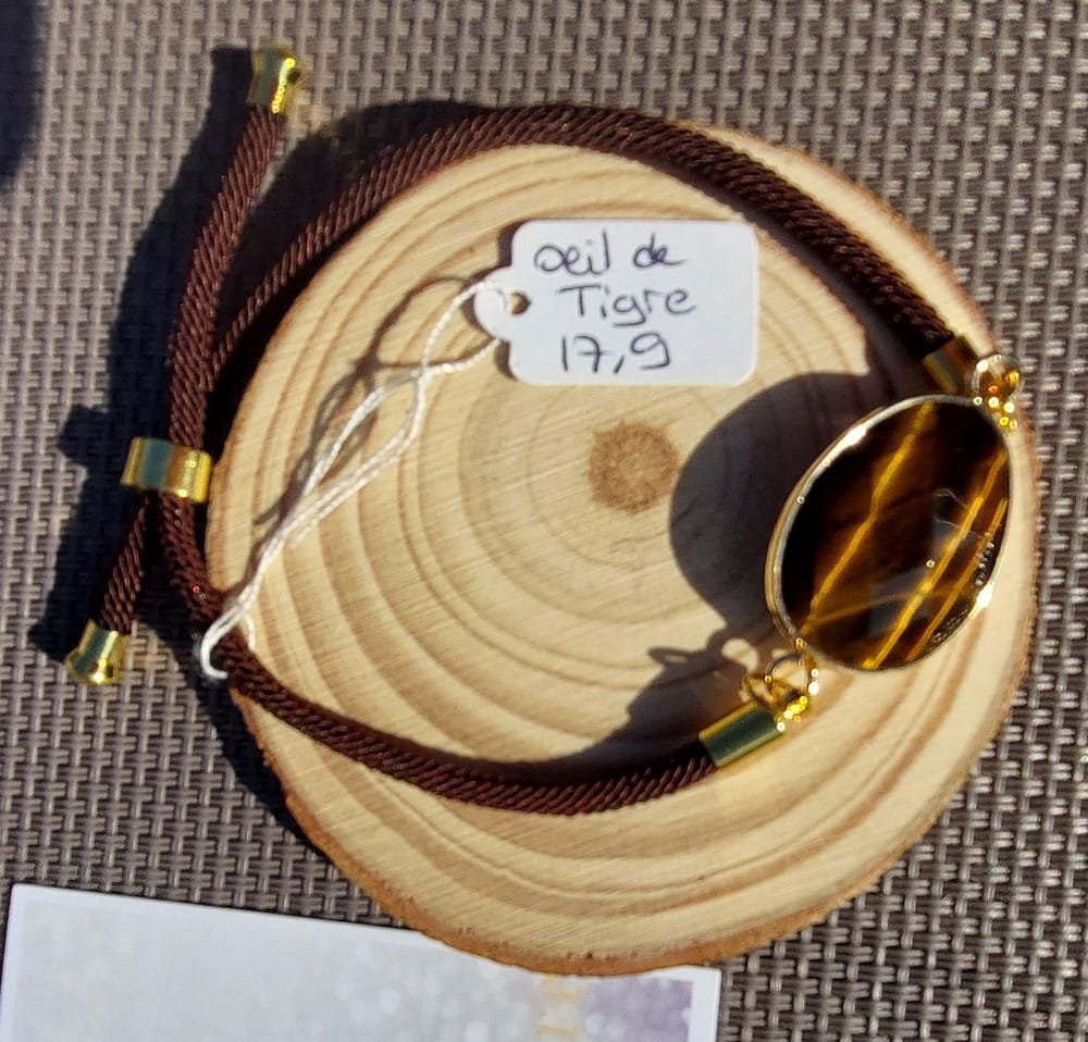 fil oeil de tigre+ bracelet cordon réglable œil de tigre