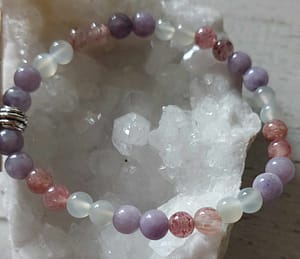 bracelet lune de ménopause - Synergie des pierres – Quartz Fraise, Pierre de Lune, Lépidolite bracelet lune de ménopause - Synergie des pierres – Quartz Fraise, Pierre de Lune, Lépidolite