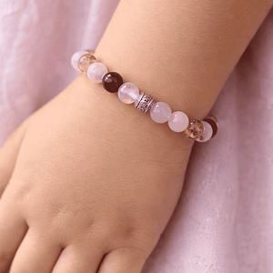 quartz fraise amethyste porté Bracelet enfant en quartz fraise, quartz rose et amethyste (taille 0)