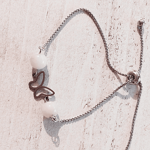 bracelet acier inoxydable papillon et quartz rose bracelet acier inoxydable papillon et quartz rose