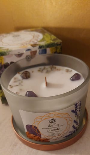 Bougie green Tree "guérison" améthyste+ lavande Bougie green Tree "guérison" améthyste+ lavande