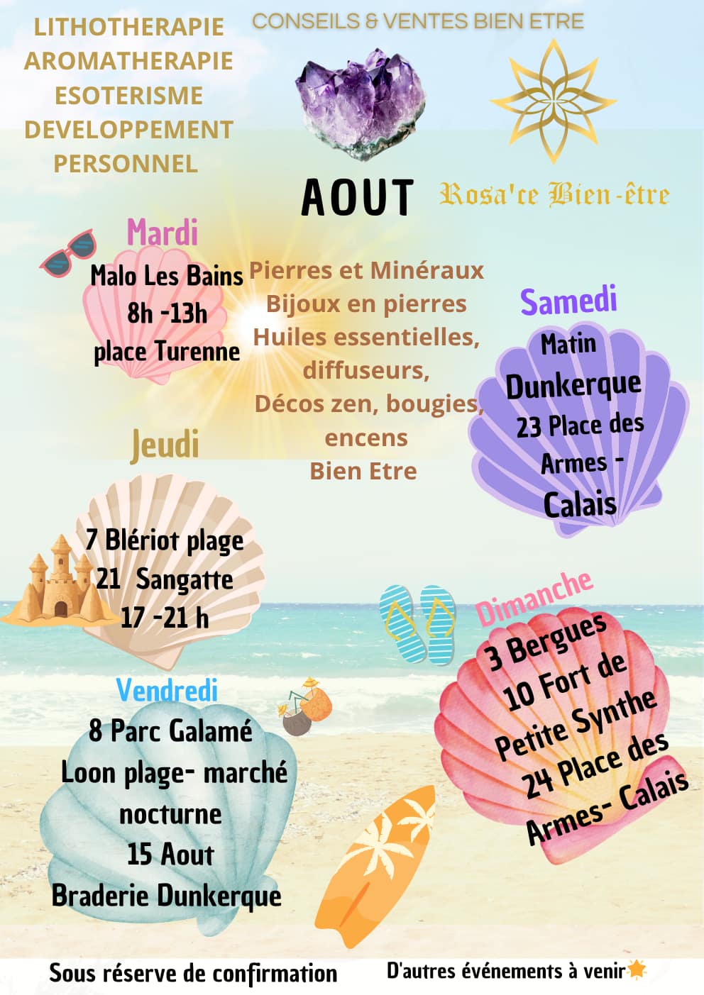 planning aout rosa'ce bien etre - marchés et évènements locaux