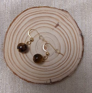 boucles d 'oreilles pierre œil de tigre acier inoxydable doré boucles d 'oreilles pierre œil de tigre acier inoxydable doré