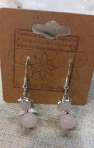 boucles d 'oreilles ange quartz rose